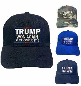 "Trump Won Again - Get Over It" Baseball Hats/Caps - Assorted Colors